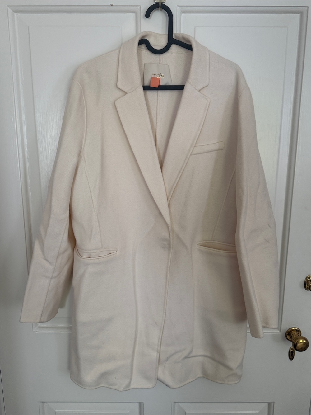 Maje Cream Single-Breasted Wool-Blend Trench Coat
